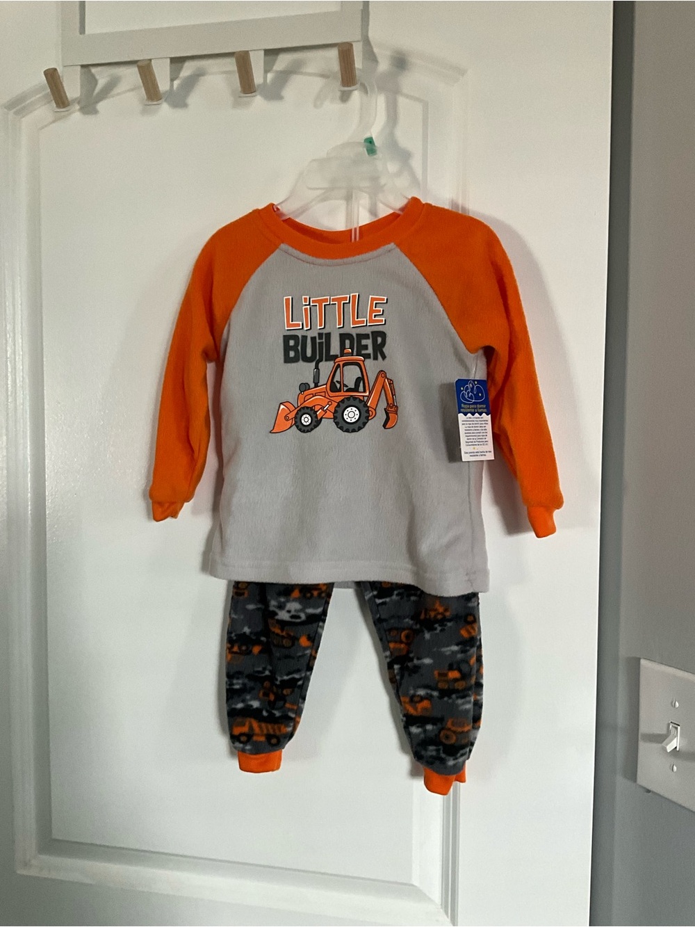 Kidgets Orange & Gray 'Little Builder' Pajama Set size 2T